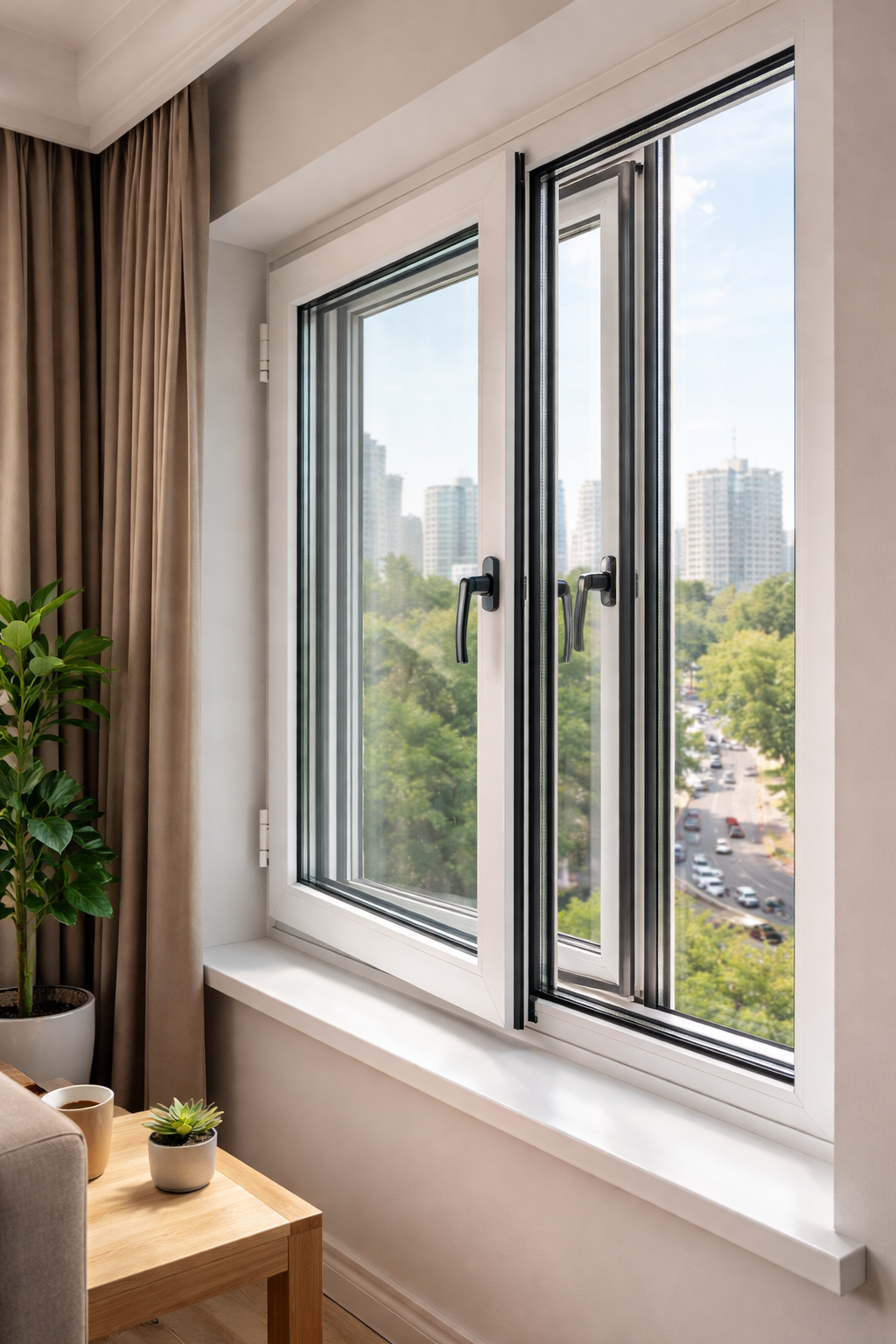 Ventana termoacústica instalada en apartamento moderno - Aislamiento acústico profesional