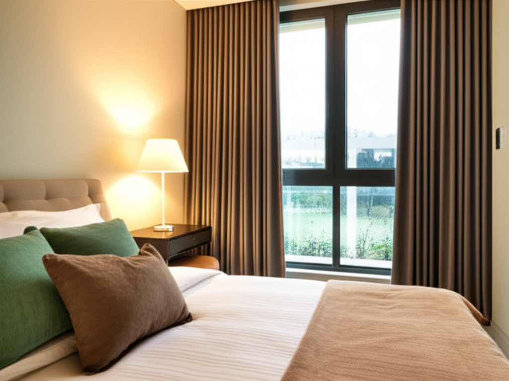 Combinación de ventanas antiruido con cortinas acústicas