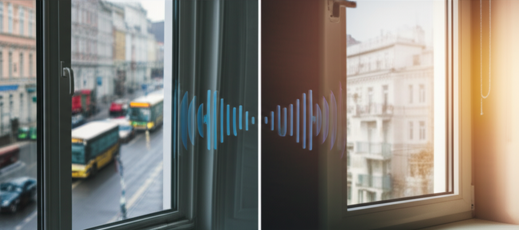 Comparación visual de niveles de decibeles antes y después de instalar ventanas antiruido