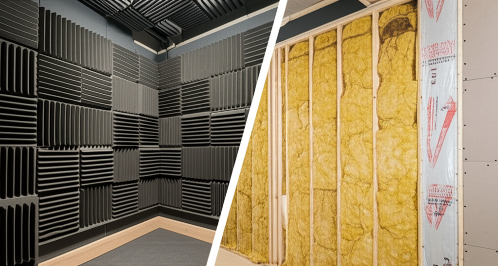 Espuma acústica vs aislamiento real - diferencia