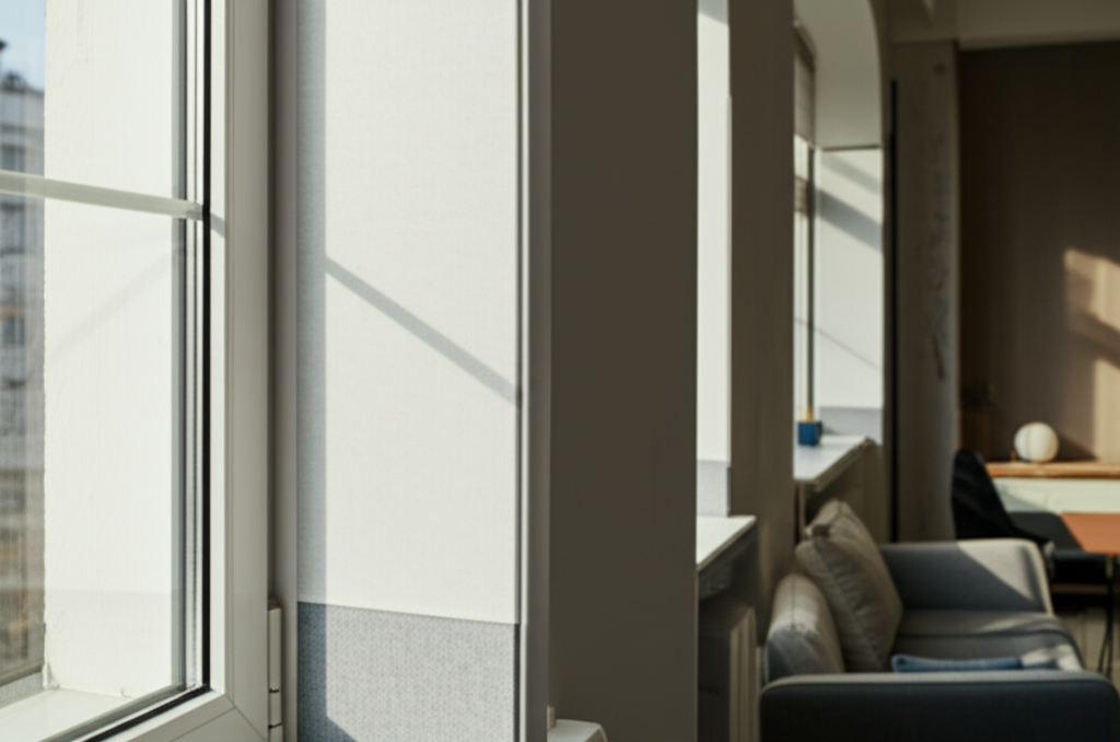 Panel magnético acústico instalado en ventana