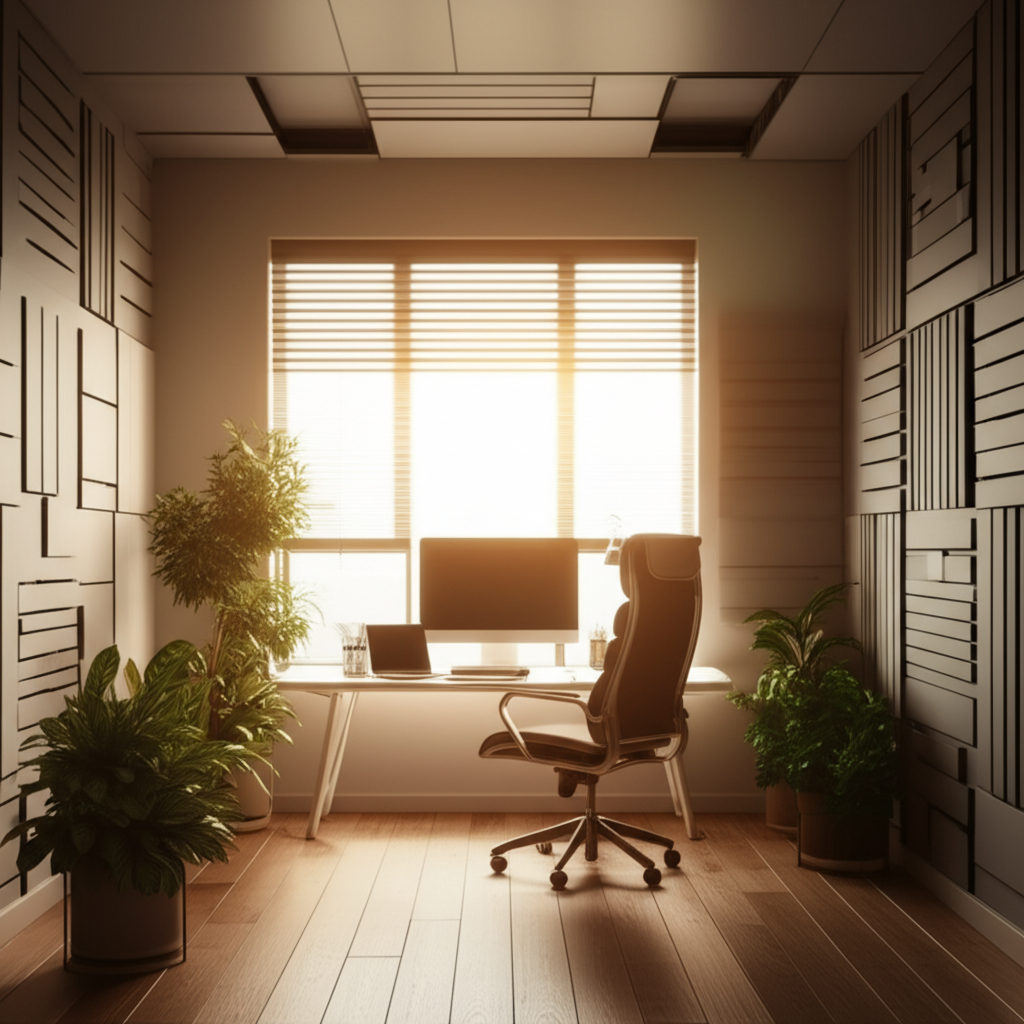 Home office con aislamiento acústico completo